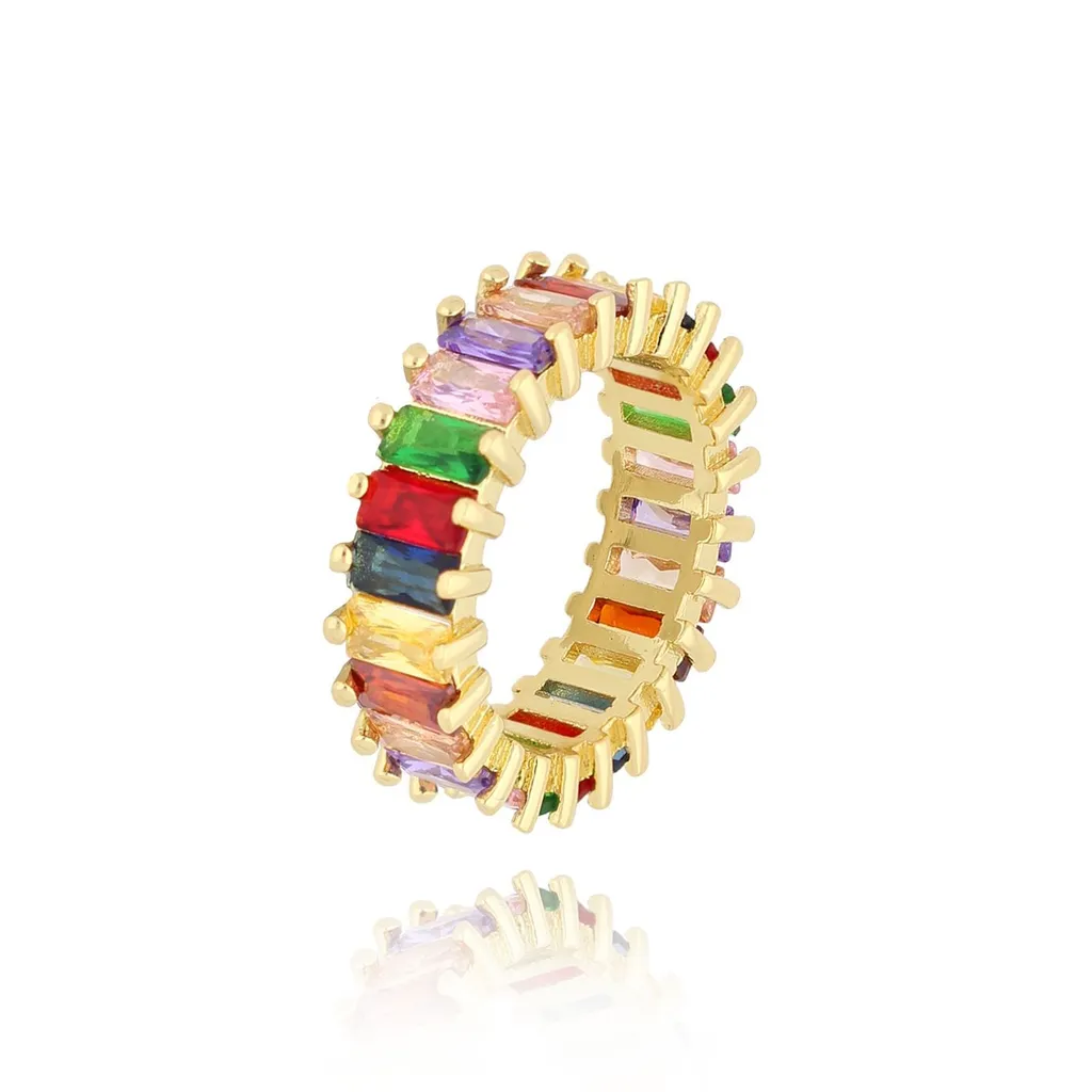 Pierścionek złoty z kolorowymi kryształkami Multicolor Dream 