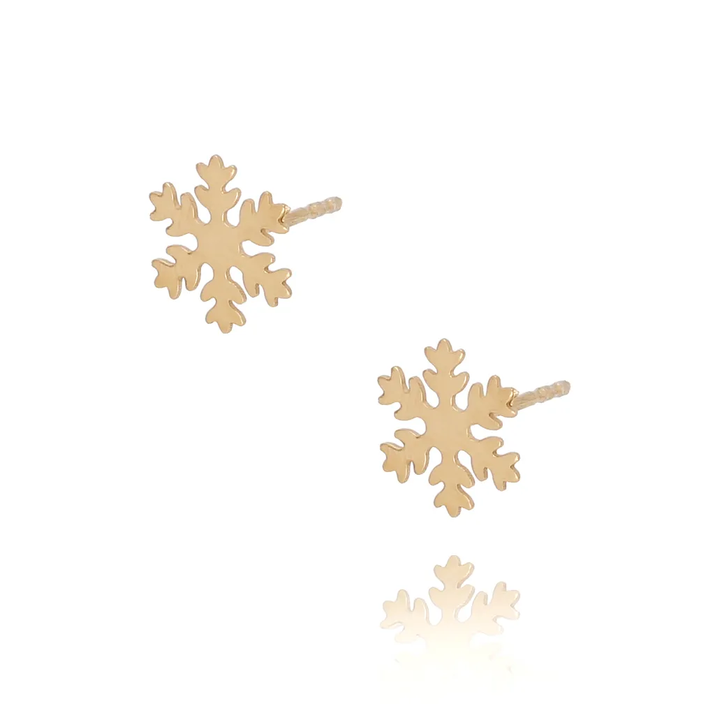Kolczyki srebrne pozłacane śnieżynki