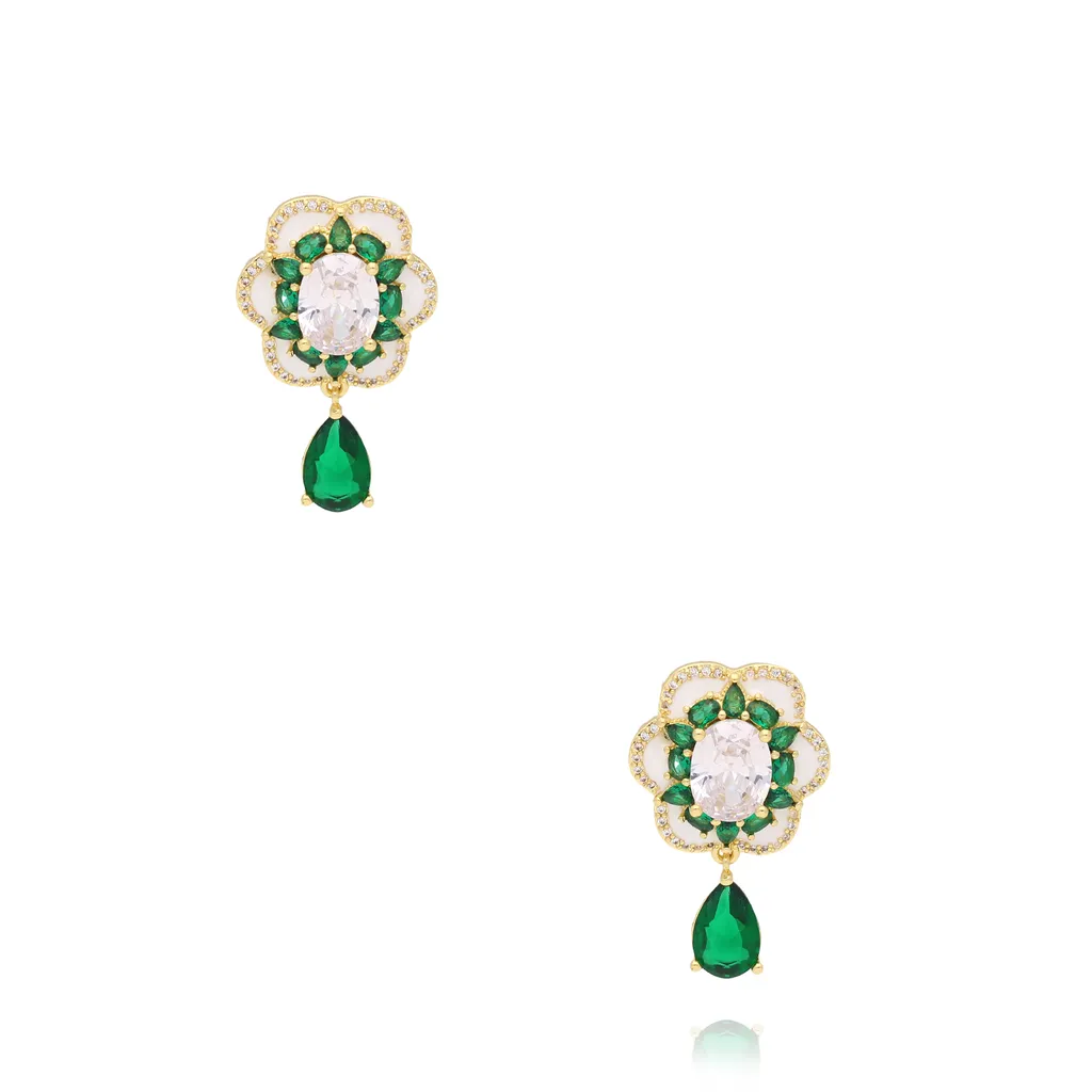 Kolczyki z kryształkami zielone Emerald