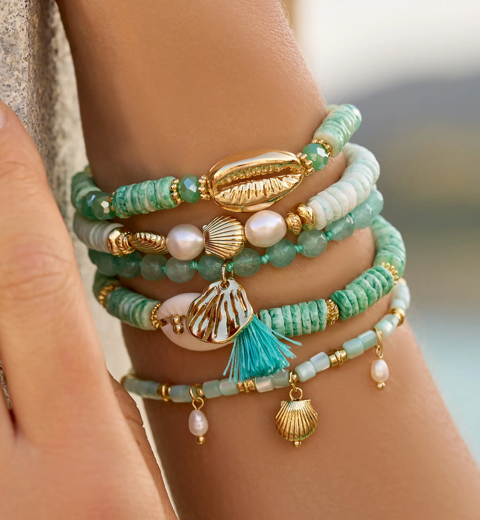 Bransoletka z miętowymi jadeitami i chwostem Jade BSH0148