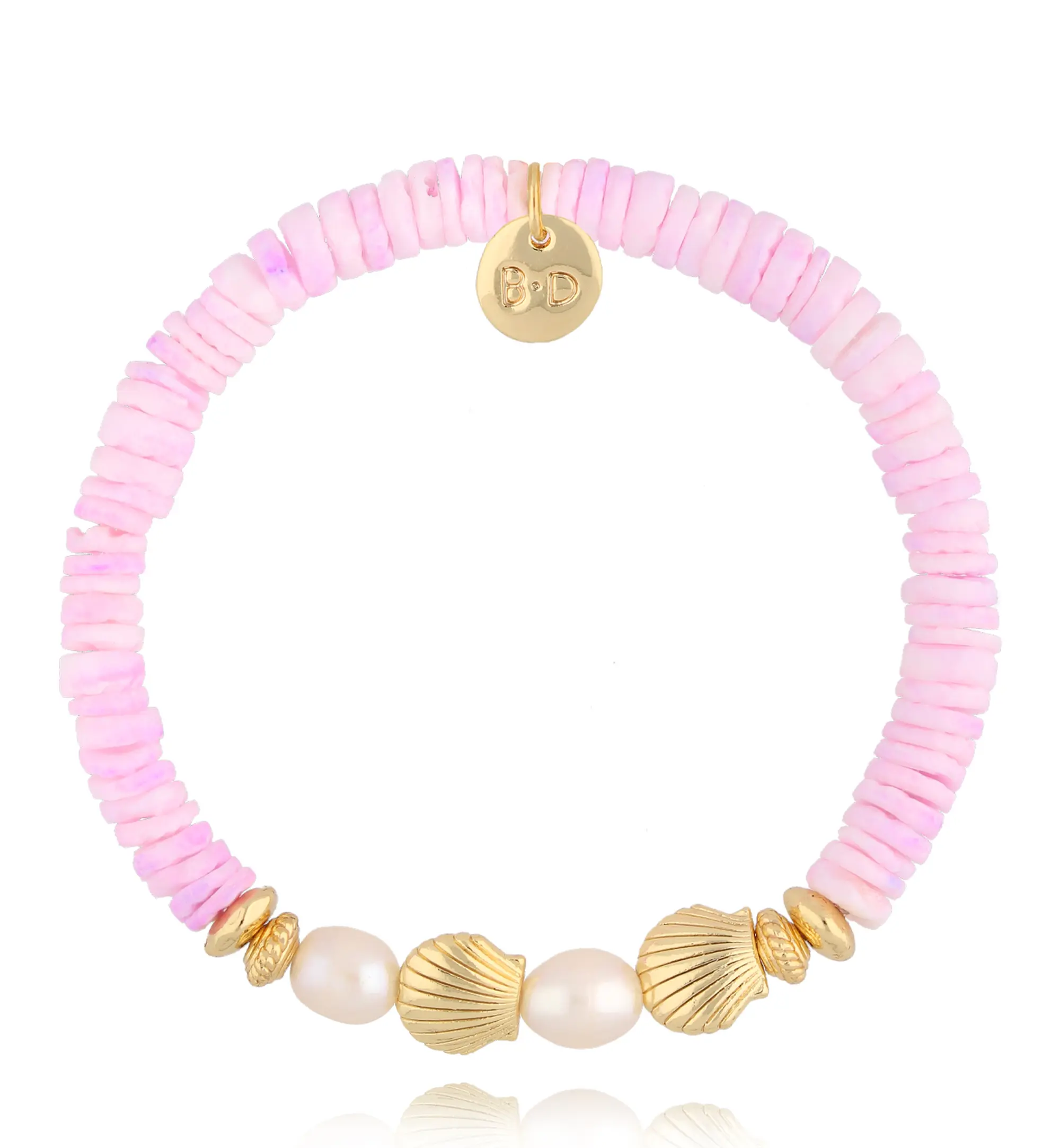 Bransoletka z fioletowymi muszlami i perłami Pearl and Shell BSH0135