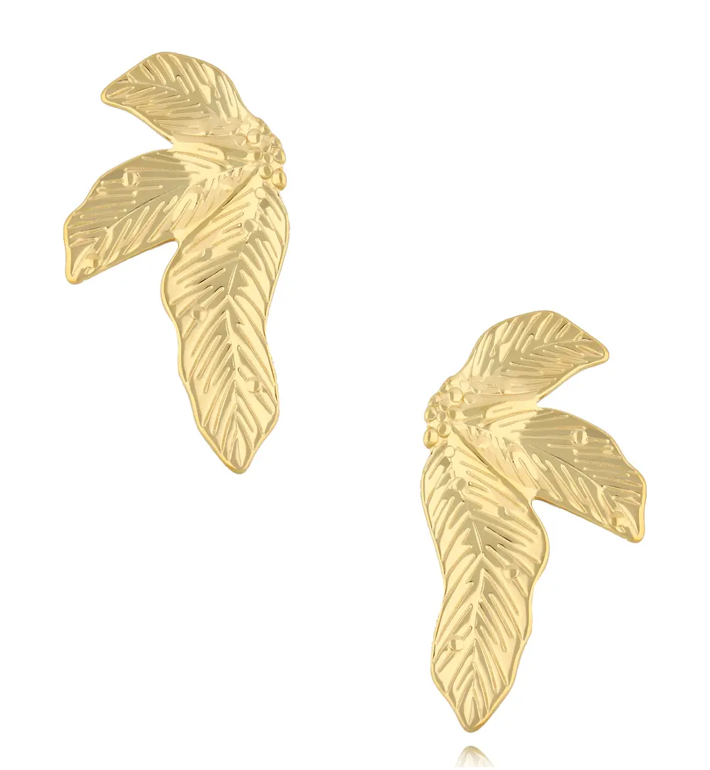 Kolczyki liście złote Textured Leaf KSA2126
