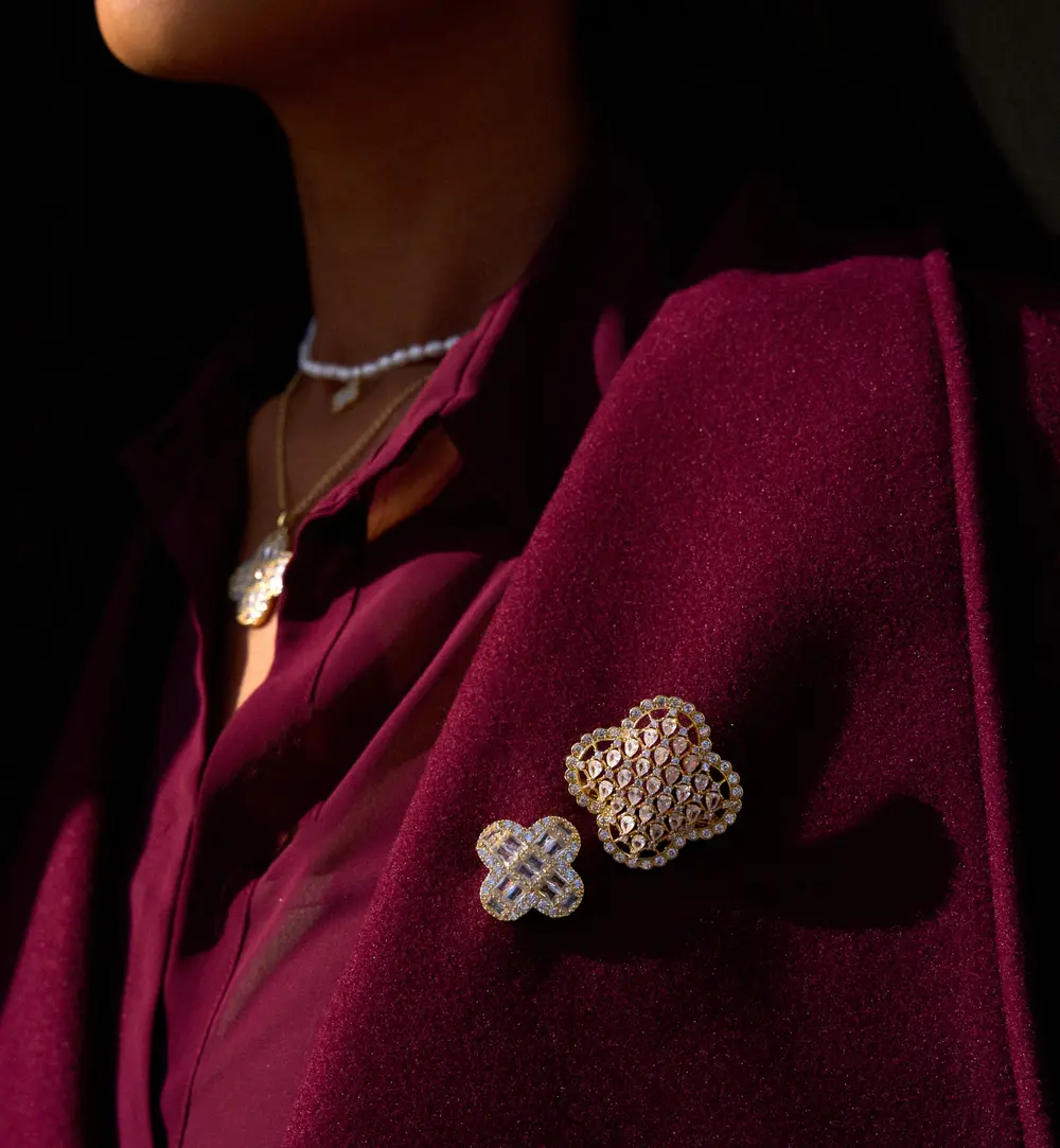 Broszka koniczynka z kryształkami BRSS0249