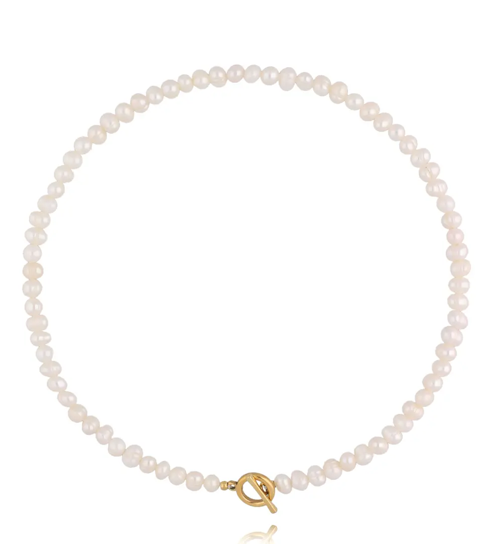 Naszyjnik z perłami i złotym zapięciem NPE0286