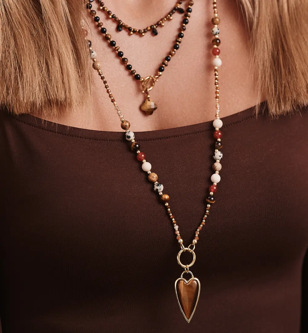 Naszyjnik z tygrysim okiem i sercem NSC0630