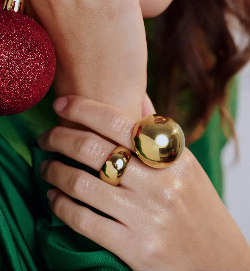 Pierścionek szeroki złoty typu „bomba" PSY0146