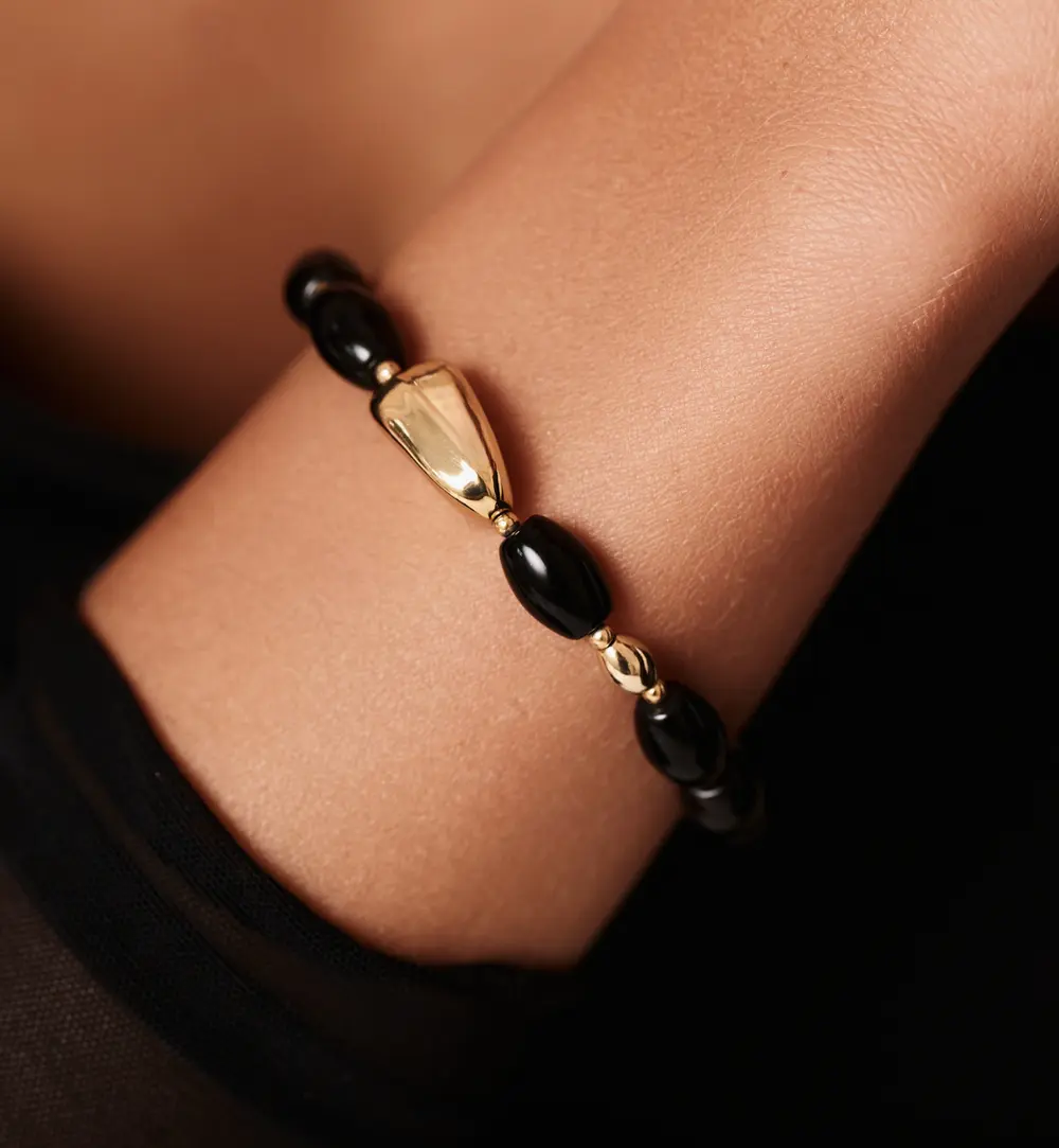 Bransoletka czarna z agatami BSC2304