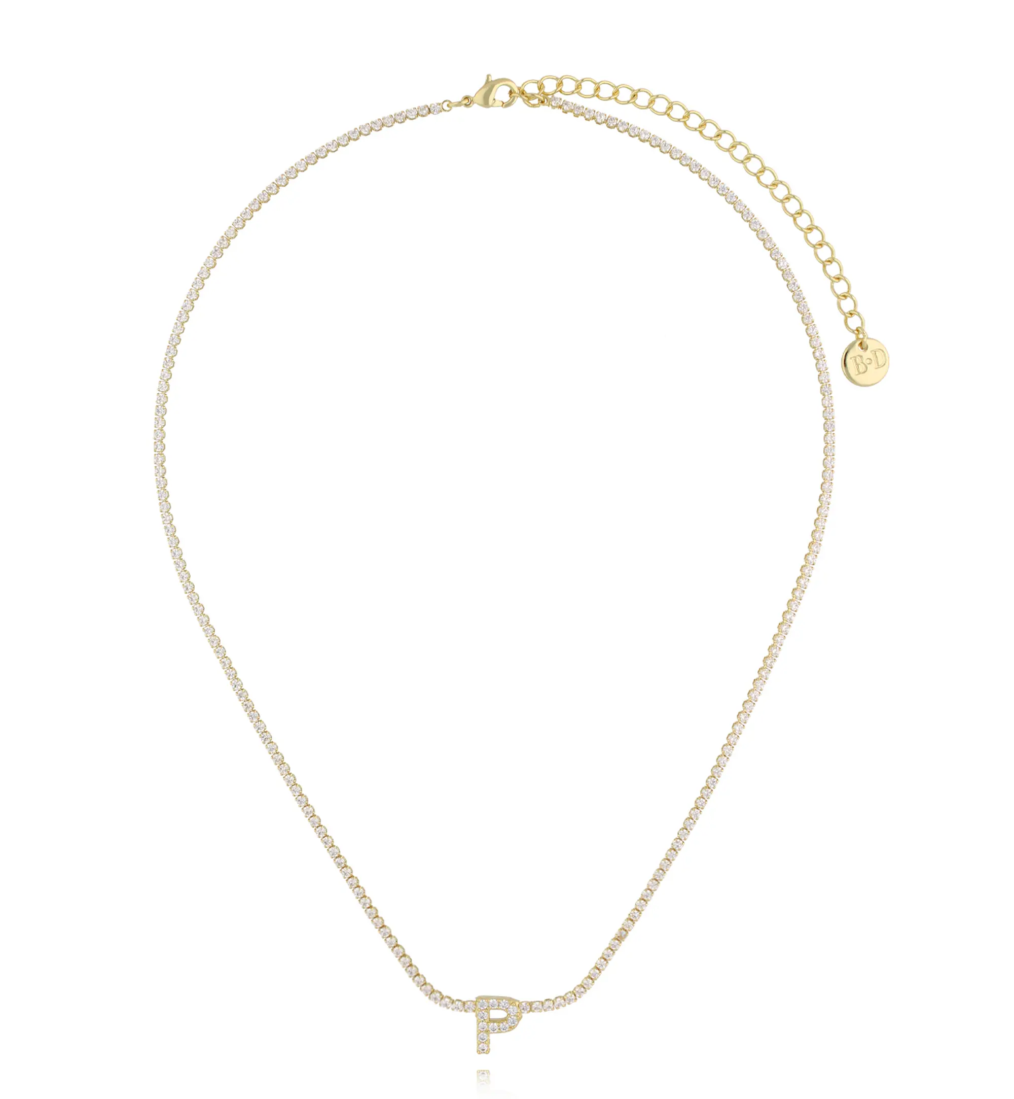 Naszyjnik typu tennis z literką P złoty NS0389