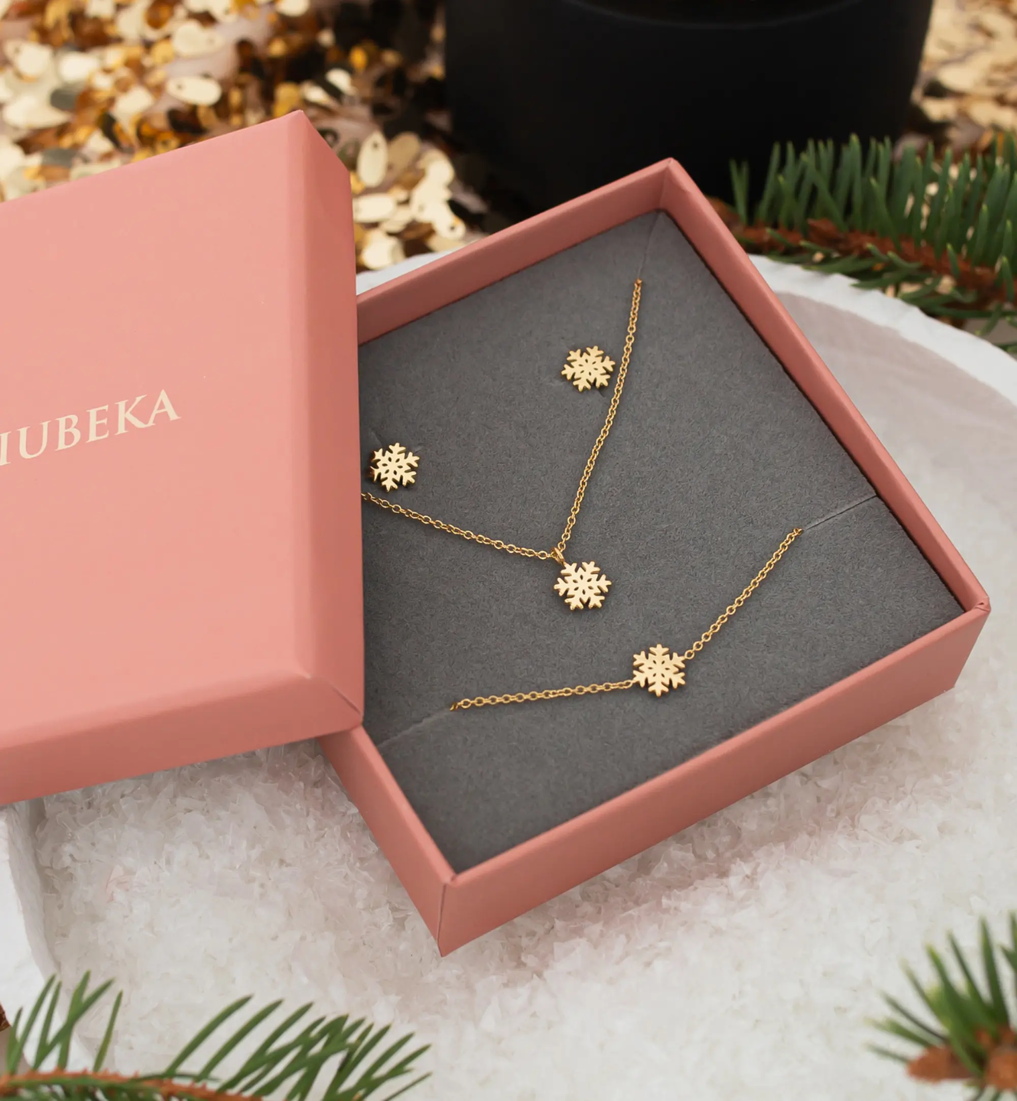 Zestaw Świąteczny ze śnieżynkami złoty ZS0022