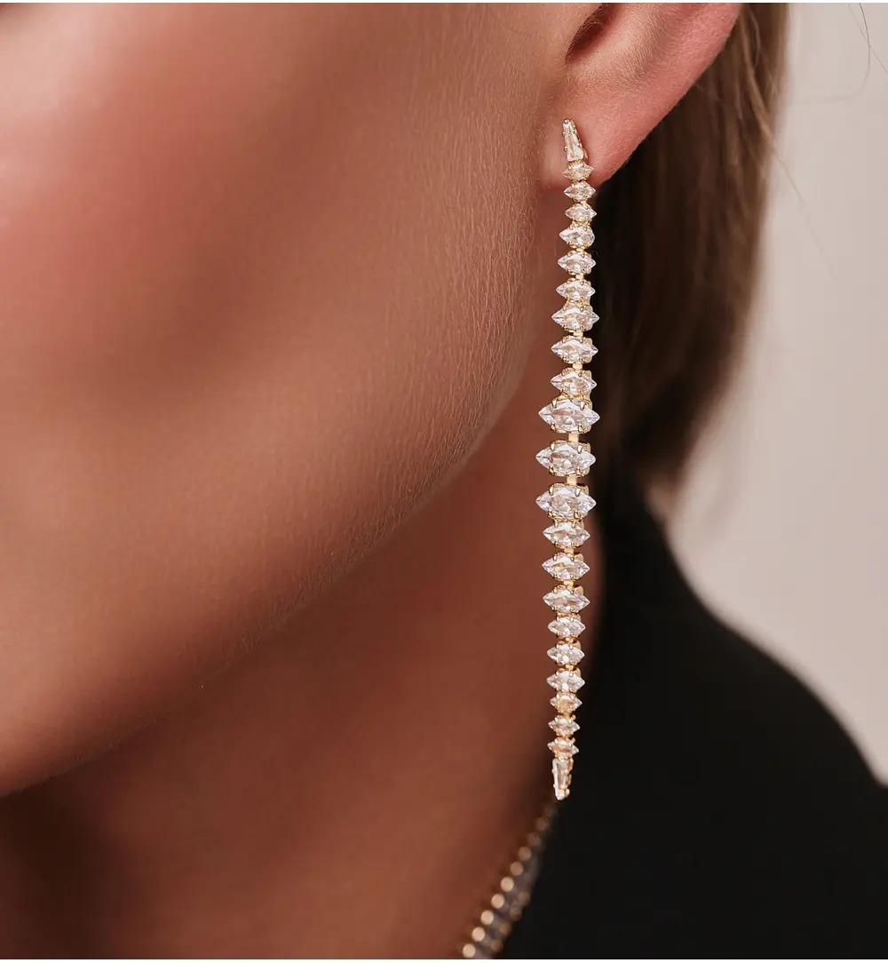 Kolczyki z kryształami złote KSS2161