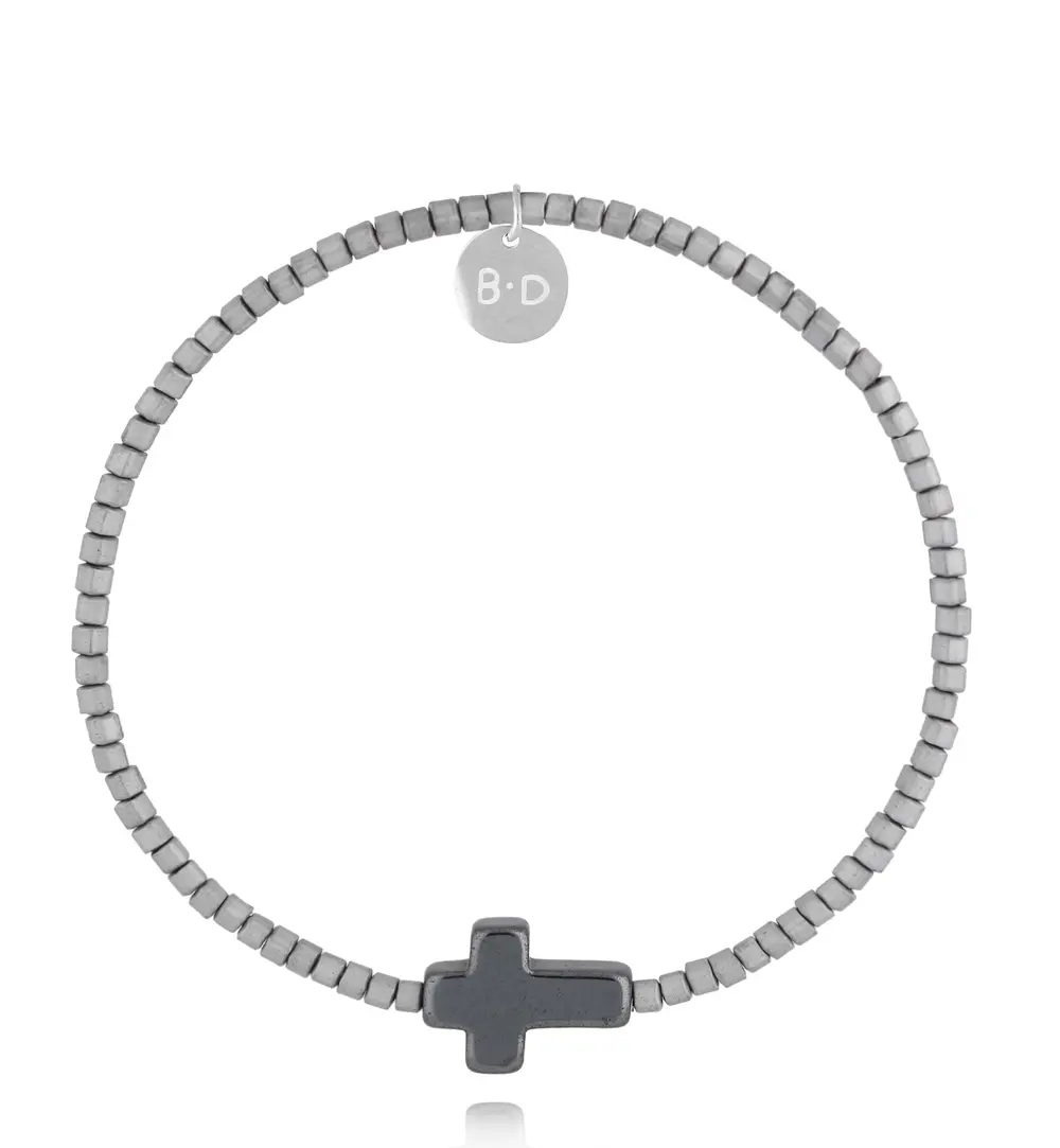 Bransoletka z hematytami i krzyżykiem BTW3257