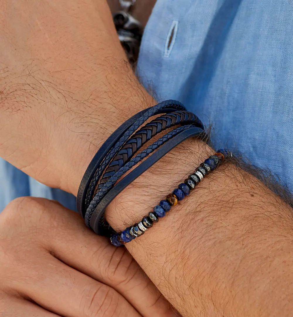 Bransoletka z hematytami i lapisami Eindridi BMITC0592