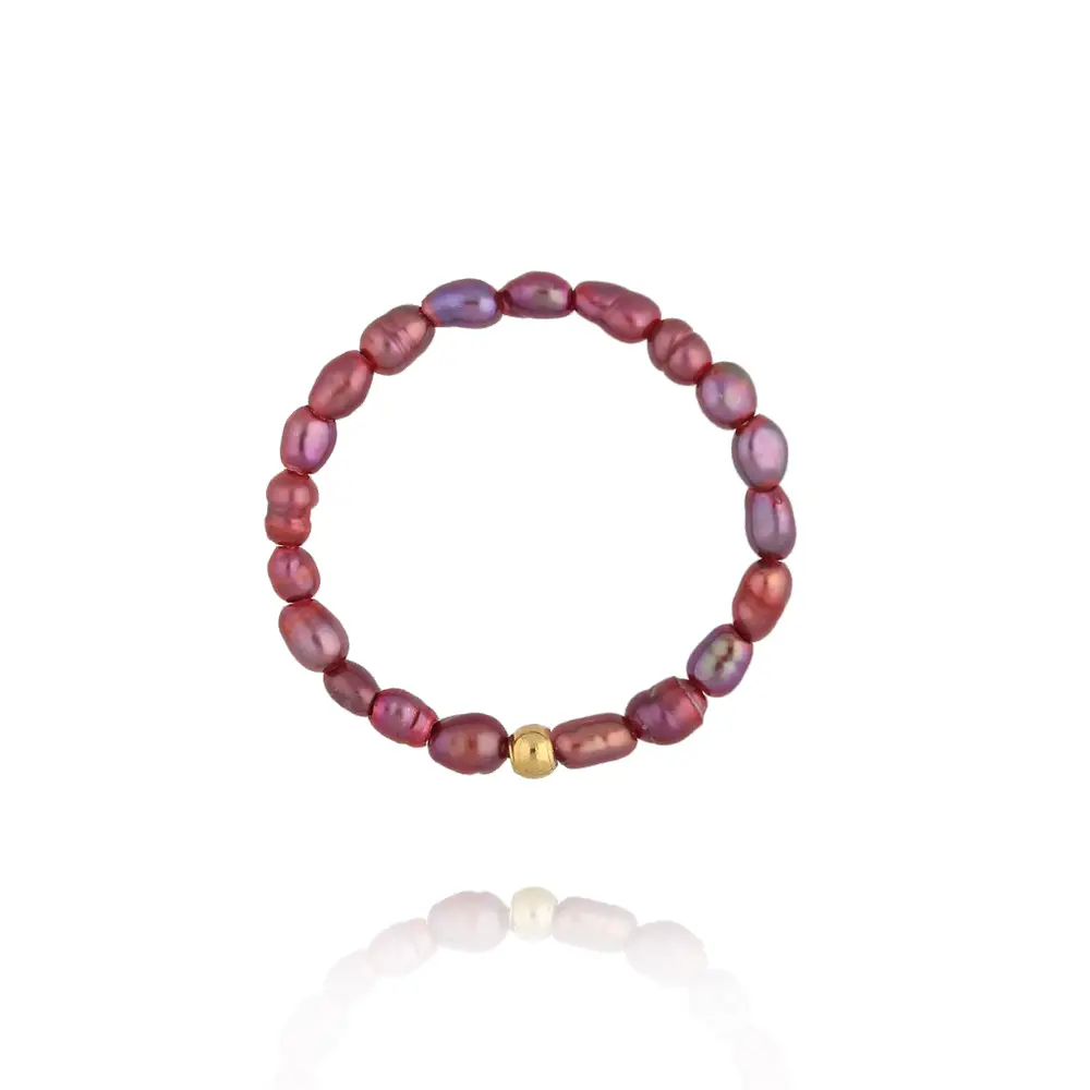 Pierścionek z czerwonymi perłami PPE0099