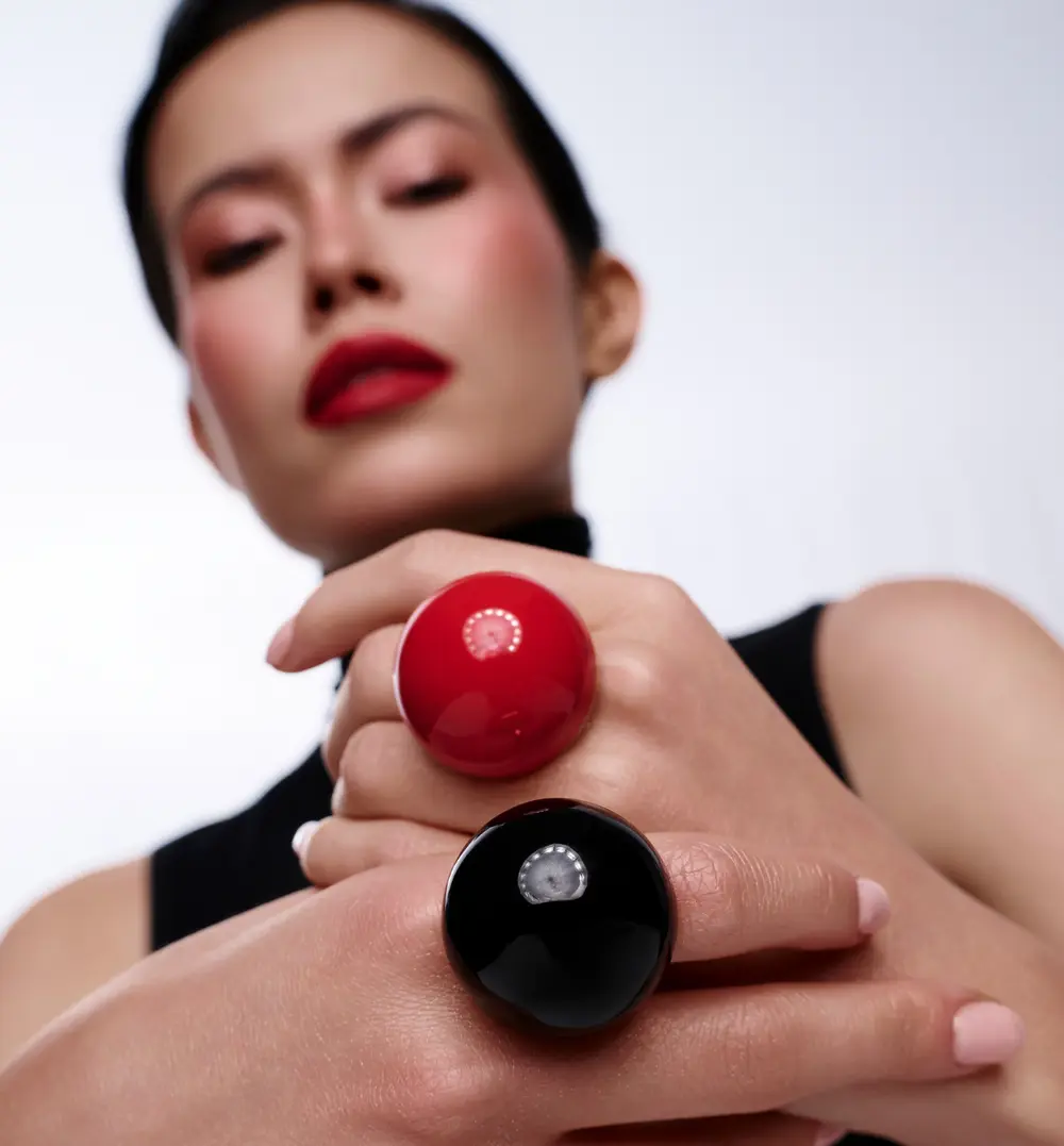 Pierścionek złoty z czerwoną emalią PSA1211