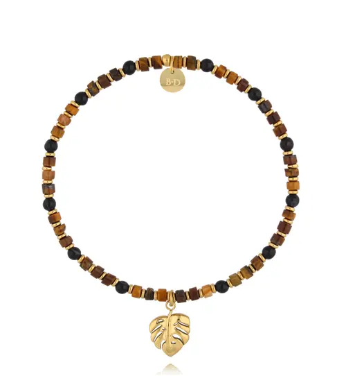 Bransoletka z tygrysim okiem i liściem monstery BSC2268