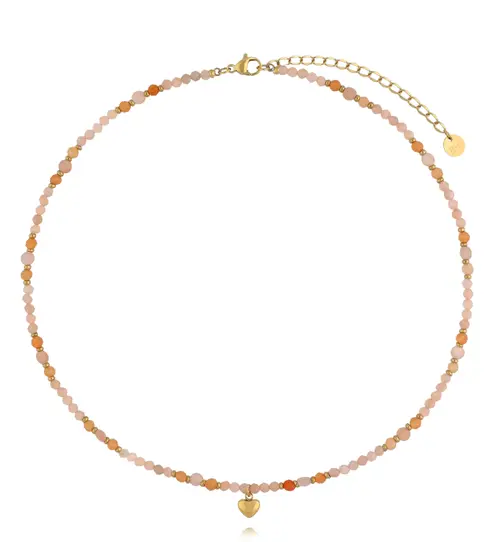 Naszyjnik z kamieniami słonecznymi i sercem NTW1665