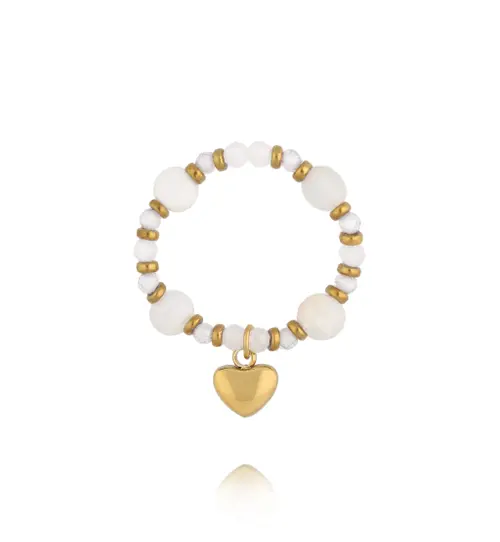 Pierścionek elastyczny z kamieniami księżycowymi PTW0656