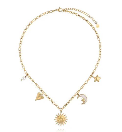 Naszyjnik z zawieszkami: słońce, księżyc i gwiazdy NSH0137