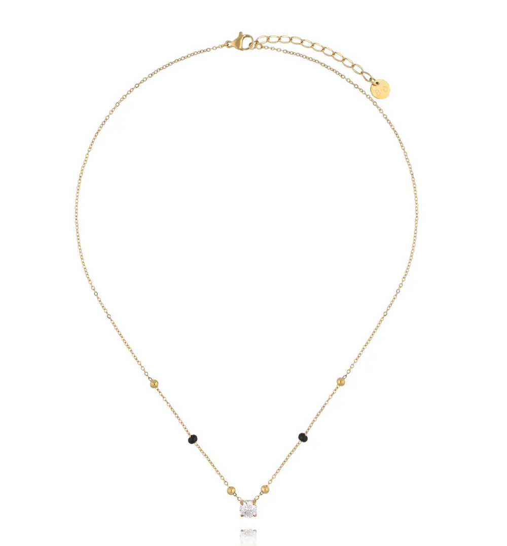 Naszyjnik z cyrkonią i czarnymi akcentami NSY0629