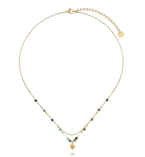 Naszyjnik z kamieniami turkusu afrykańskiego i zawieszką NEA0110