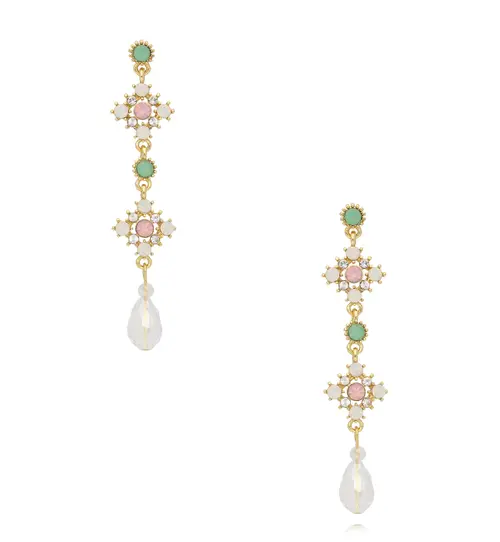 Kolczyki wiszące w stylu boho z kolorowymi kamieniami KSS2122