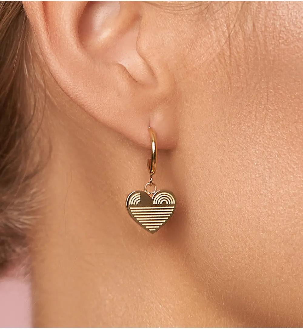 Kolczyki złote z sercami Boho Heart KSA0898