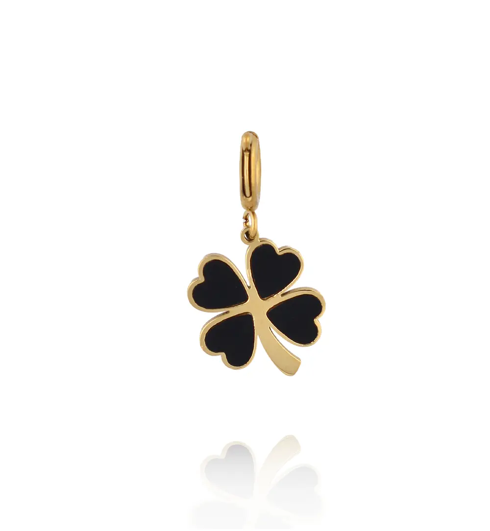 Charms Koniczynka z czarną emalią CHA0068