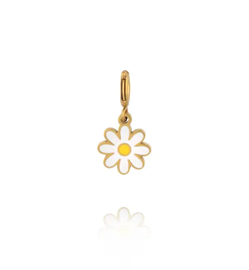 Charms stokrotka z białą emalią CHA0284